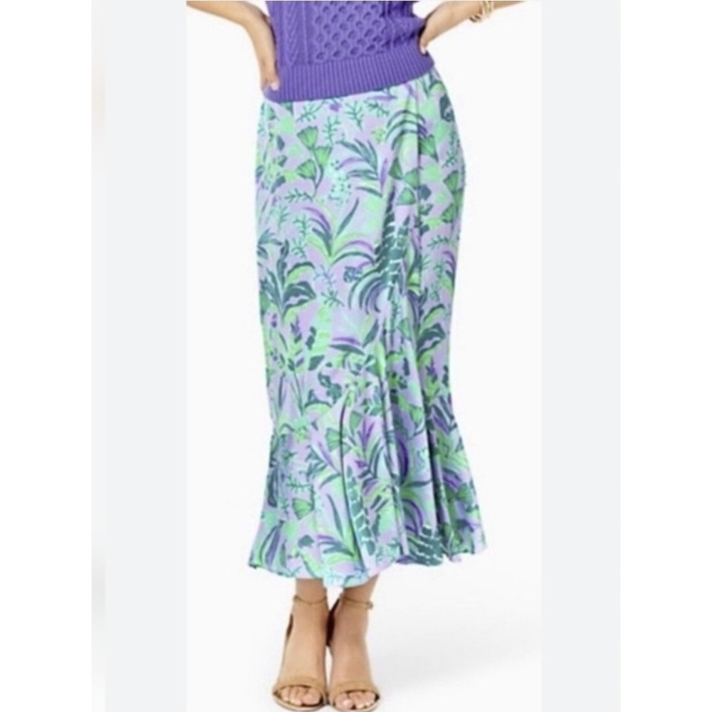 Lilly Pulitzer XXSmall Britney Midi Skirt Purple Iris Faux Wrap $138 Tropical